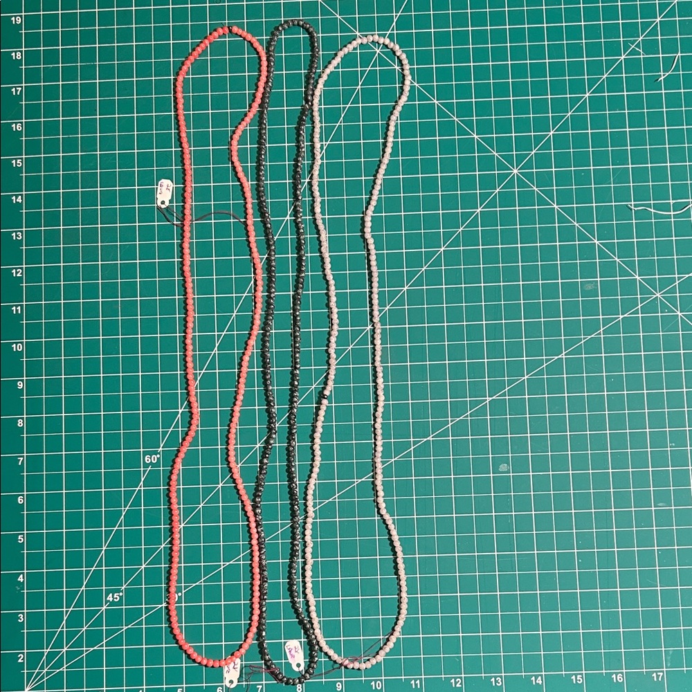 Glass Red, White and Black/Green Beaded Necklaces